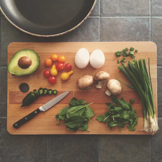 Fresh ingredients laid out on a cutting board
